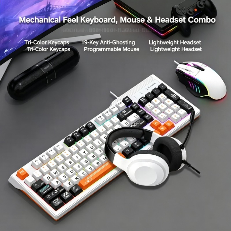 Gaming Keyboard Mouse And Headset Combo - K8pro 3 In 1 Gaming Combo