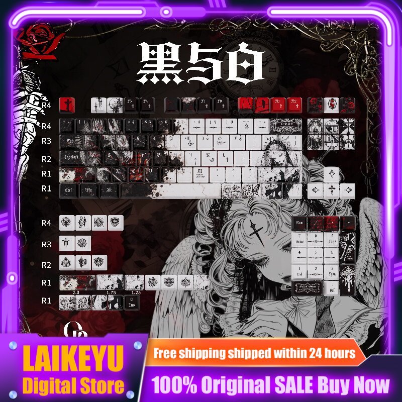 Black White Theme Keycap PBT F - Keyboard Gaming Black 评论和价格