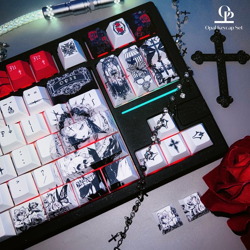 Black White Theme Keycap PBT F - Keyboard Gaming Black 评论和价格