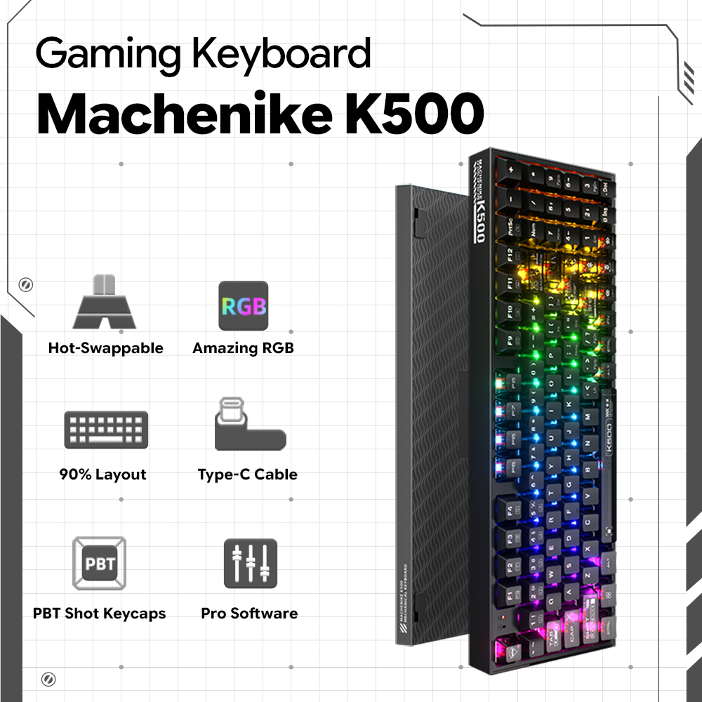 Machenike K500-B94 V2 Wired Me - Keyboard Gaming Transparent 评论和价格