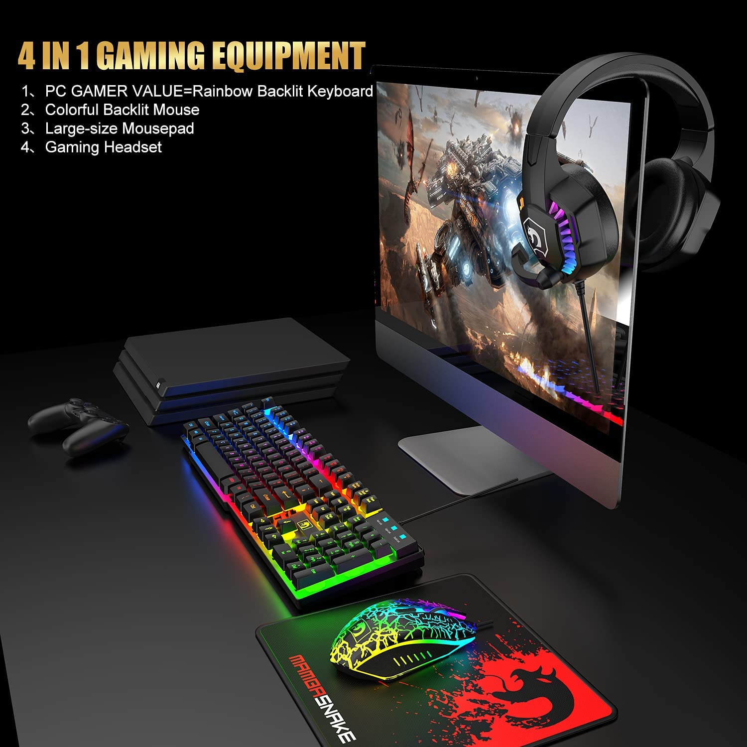 MAMBASNAKE X ZIYOULANG T11 UK  - Gaming Keyboard Mouse And Headset Combo 评论和价格