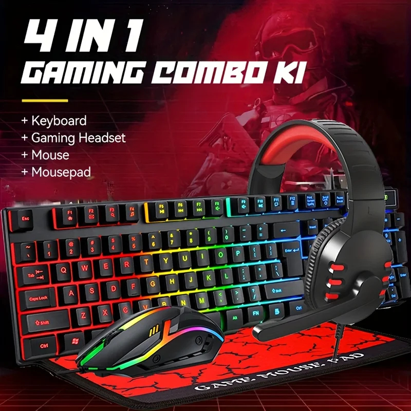 2026 4-In-1 Wired Gaming Keybo - Gaming Keyboard Mouse And Headset Combo 评论和价格