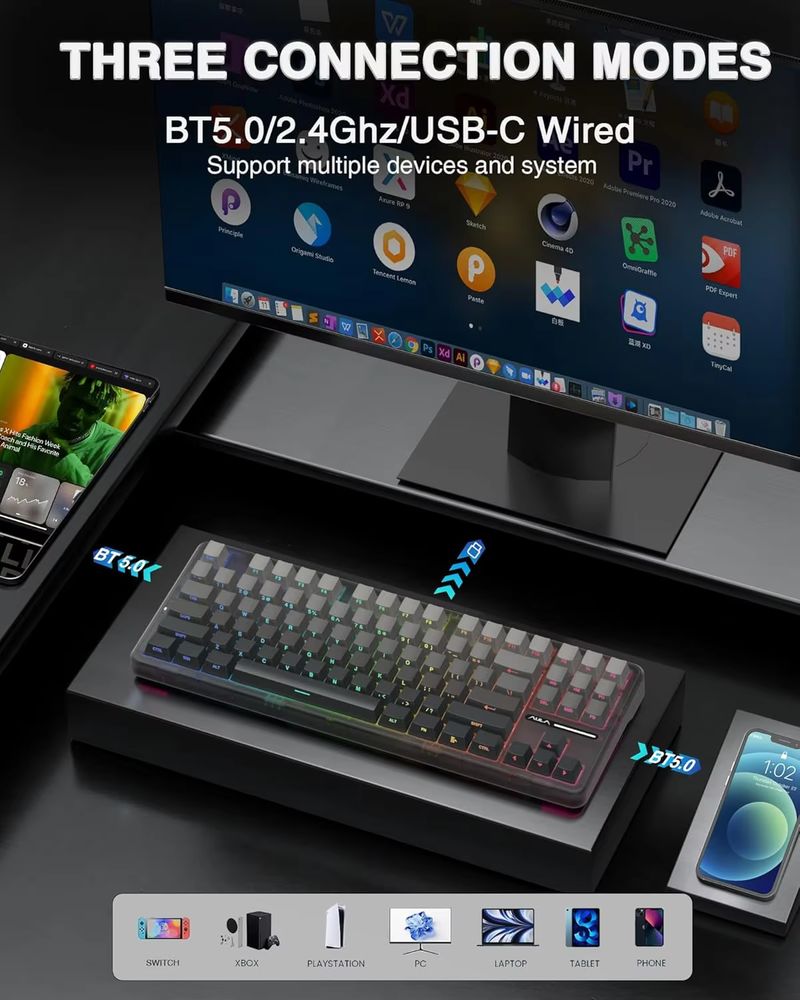 Aula F87 Wireless Mechanical K - Gaming Keyboard Tkl 评论和价格